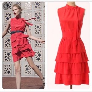 Anthropologie Girls from Savoy red silk oska dress
